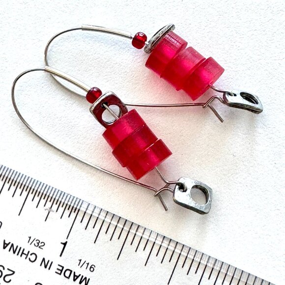Red Dangly Earrings - Picture 3 of 5